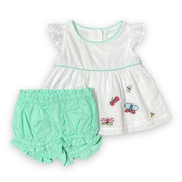 𝅺GYMBOREE Lakeside Stroll Butterfly Top & Bloomers 0-3 mo - Picture 1 of 4